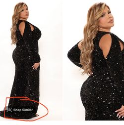Fashion Nova Black Size 18 Side slit Dress on Queenly