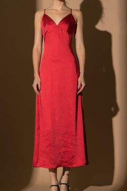 Style D2853 Lena Red Size 2 Silk $300 Floor Length Side slit Dress on Queenly
