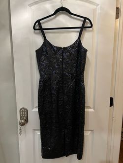 Dress the population Black Size 10 Sequined Navy Summer Euphoria Cocktail Dress on Queenly