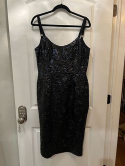 Dress the population Black Size 10 Euphoria $300 Floral Jewelled Cocktail Dress on Queenly