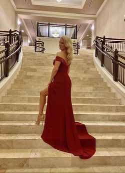 Jovani Couture Red Size 6 Black Tie 70 Off Floor Length Side slit Dress on Queenly