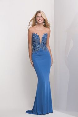 Style W177047 Jasmine Blue Size 4 $300 Floor Length Pageant Flare Mermaid Dress on Queenly
