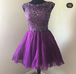 Sherri Hill Purple Size 4 Euphoria Sheer Cocktail Dress on Queenly
