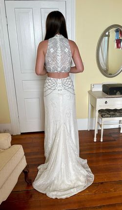 Sherri Hill White Size 4 50 Off $300 Sequin Mermaid Dress on Queenly