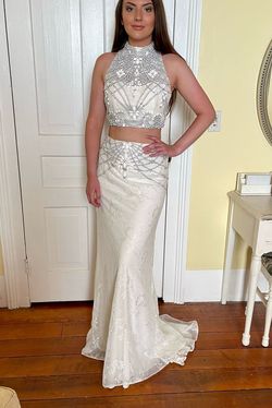 Sherri Hill White Size 4 Jewelled 50 Off $300 Sequin Mermaid Dress on Queenly