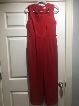 Calvin Klein Red Size 8 Interview Pockets $300 Jumpsuit Dress on Queenly