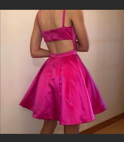 Sherri Hill Hot Pink Size 2 Silk Midi Cocktail Dress on Queenly