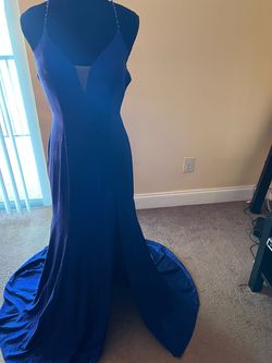 Fashion Nova Blue Size 10 Military Shiny $300 Straight Dress on Queenly