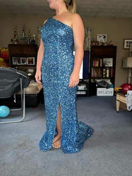Sherri Hill Blue Size 10 Short Height Cut Out Straight Dress on Queenly
