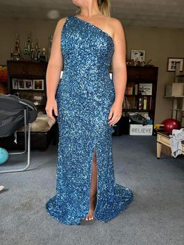 Sherri Hill Blue Size 10 Short Height Cut Out Straight Dress on Queenly