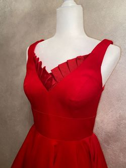 Mac Duggal Red Size 8 Military Ruffles A-line Dress on Queenly
