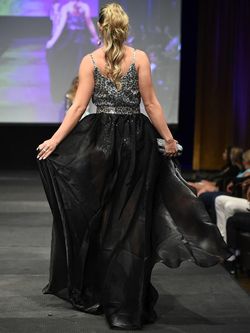 Style 8040 Marc Defang Black Size 6 Custom Tall Height High Low Floor Length Side slit Dress on Queenly