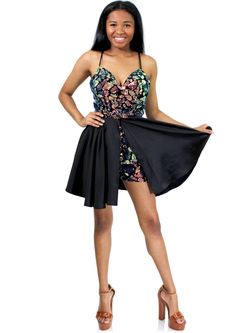 Style 6010 Marc Defang Black Size 4 $300 Euphoria Overskirt Custom Jumpsuit Dress on Queenly