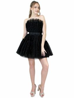 Style 8029 Marc Defang Black Size 2 Silk Sequin Midi Tall Height Cocktail Dress on Queenly