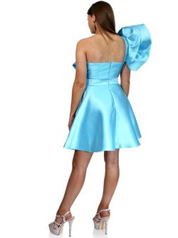 Style 6013 Marc Defang Blue Size 00 Tall Height Prom Midi Cocktail Dress on Queenly