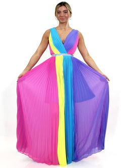 Style 8080 Marc Defang Multicolor Size 14 Prom V Neck Straight Dress on Queenly