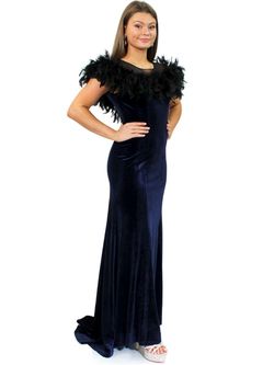 Style 8031 Marc Defang Black Tie Size 00 Velvet Straight Dress on Queenly