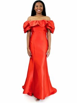 Style 8024 Marc Defang Red Size 00 Custom Train Mermaid Dress on Queenly