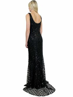 Style 8028 Marc Defang Black Size 6 Silk Train Sheer Mermaid Dress on Queenly