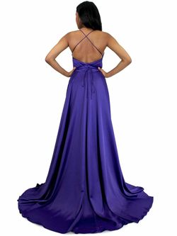 Style 5020 Marc Defang Purple Size 2 Train Floor Length Prom Custom Side slit Dress on Queenly