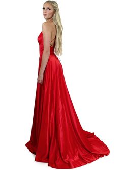 Style 5020 Marc Defang Red Size 00 Custom Pockets Floor Length Side slit Dress on Queenly