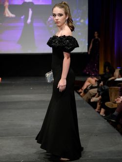 Style 8005B Marc Defang Black Size 2 Tall Height Floor Length Custom Train Side slit Dress on Queenly