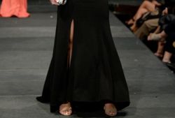 Style 8005B Marc Defang Black Size 6 Tall Height Floor Length Custom Train Side slit Dress on Queenly