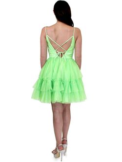Style 6009 Marc Defang Green Size 00 Prom $300 Jewelled Tulle Cocktail Dress on Queenly