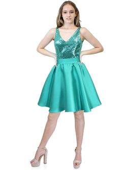 Style 6002 Marc Defang Blue Size 4 Custom Teal $300 Midi Cocktail Dress on Queenly