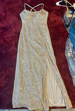 NW Nightway Nude Size 4.0 Summer Pageant $300 Spaghetti Strap Side slit Dress on Queenly