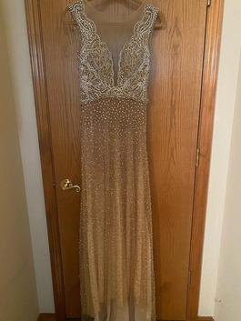 Mac Duggal Nude Size 4 Floor Length Backless Military Straight Dress on Queenly