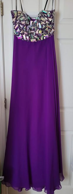 Style 6005 Alyce Paris Purple Size 10 Black Tie A-line Dress on Queenly