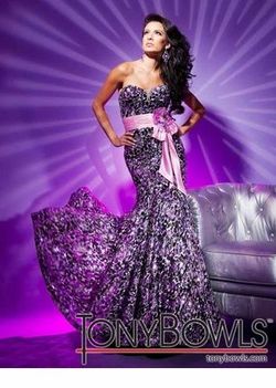 Style 112744 Tony Bowls Purple Size 4 Tall Height $300 Straight Dress on Queenly