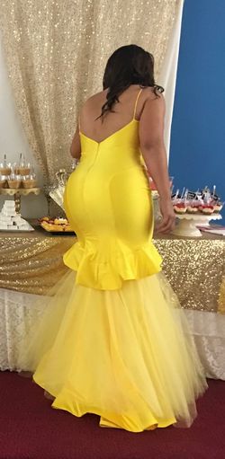Custom made Yellow Size 8 Tulle Prom Military Mermaid Dress on Queenly