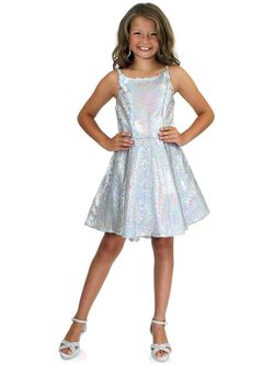 Style 5013 Marc Defang Silver Size 00 Euphoria Sequin Girls Size Cocktail Dress on Queenly
