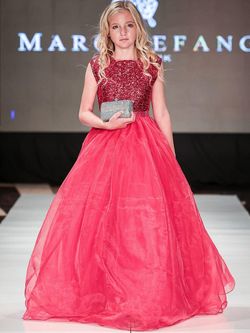 Style 5009 Marc Defang Red Size 00 Floor Length Tall Height Sequined Jewelled Ball gown on Queenly
