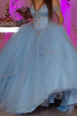 MoriLee Light Blue Size 8 Bridgerton Train 70 Off Ball gown on Queenly