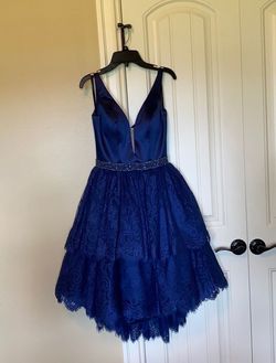 Sherri Hill Blue Size 0 Euphoria Silk Graduation Fun Fashion Cocktail Dress on Queenly