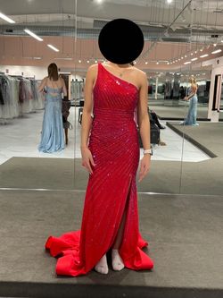 Sherri Hill Red Size 4 Floor Length Fully-beaded Side slit Dress on Queenly