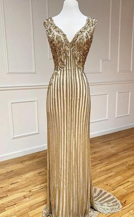 Sherri Hill Gold Size 0 Sequin Straight Dress on Queenly
