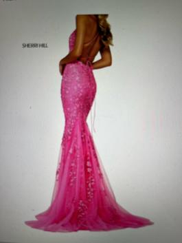 Sherri Hill Hot Pink Size 6 Sweetheart Mermaid Embroidery Spaghetti Strap Straight Dress on Queenly
