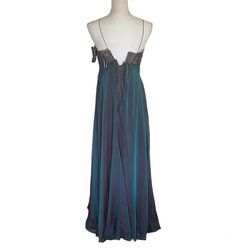 Teri Jon Multicolor Size 4 Floor Length Silk 50 Off Straight Dress on Queenly