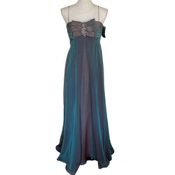 Teri Jon Multicolor Size 4 Floor Length Silk 50 Off Straight Dress on Queenly