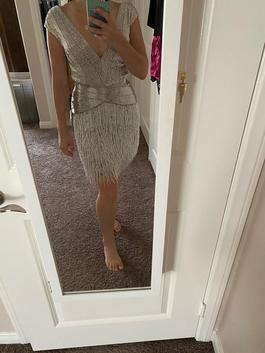 Ashley Lauren Silver Size 2 Midi Cocktail Dress on Queenly