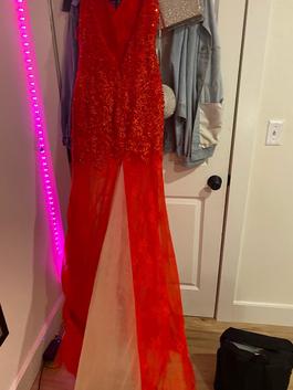 Okbridal Red Size 6 Floor Length Side slit Dress on Queenly