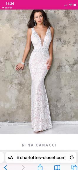 Nina Canacci White Size 12 $300 50 Off Lace Straight Dress on Queenly
