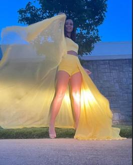 Sherri Hill Yellow Size 2 Euphoria Jumpsuit Train Dress on Queenly