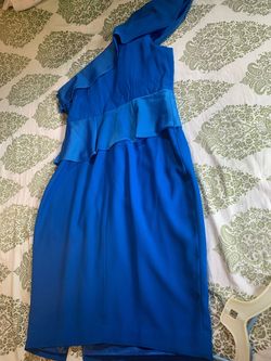Eddy  baker London Blue Size 14 $300 Appearance Silk Midi Cocktail Dress on Queenly