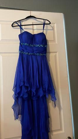 Cach Royal Blue Size 6 Sequin High Low Midi Cocktail Dress on Queenly
