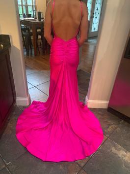 Sherri Hill Hot Pink Size 2 Sweetheart Silk Spaghetti Strap Train Dress on Queenly